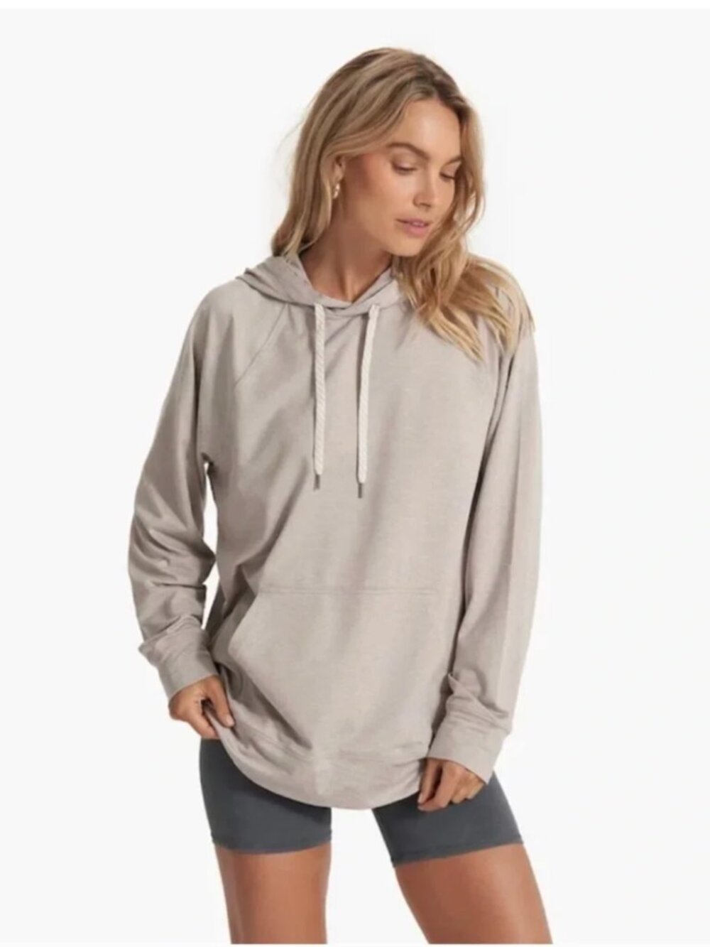 Vuori Halo Oversized Hoodie Oyster Heather Size XS